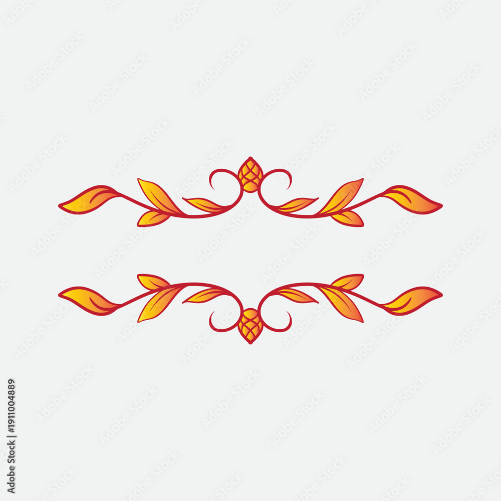 Obraz premium Pair of symmetrical ornate frames with warm autumn color gradient leaves