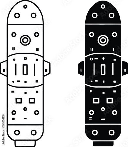 Skateboard designs in black and white
