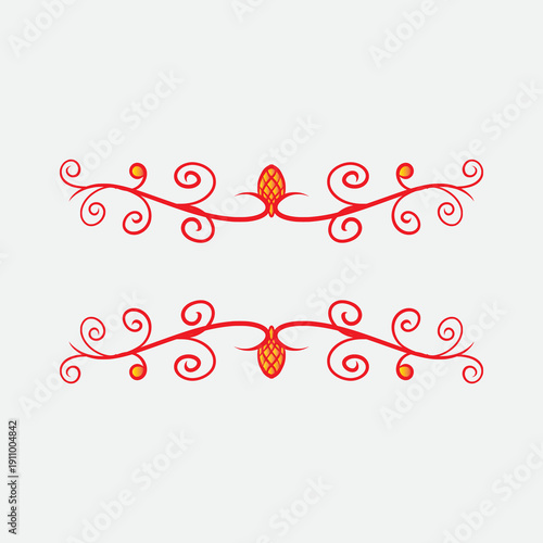 Elegant Orange Ornate Floral Scroll Dividers on a Royal Blue Background