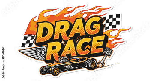 Drag Racing Car Vector Graphic.