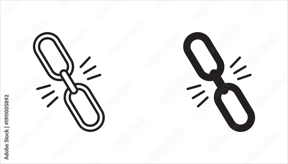 Fototapeta premium chain link icon set, isolated on white background.