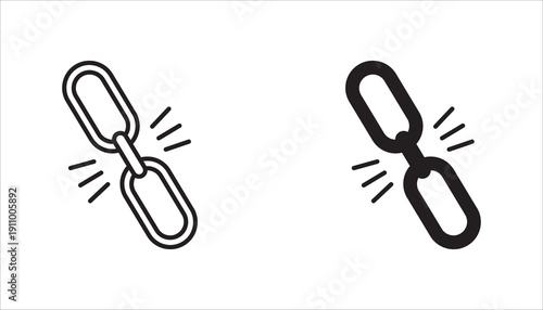 chain link icon set, isolated on white background.