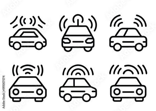 Autonomous Vehicles Communication Icons Representing SelfDriving Smart Cars Technology Concept