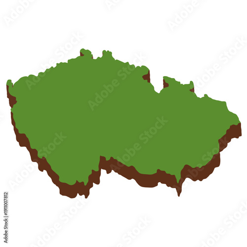 3D Green Map of the Czech republic with transparent image for travel book, poster, business,	