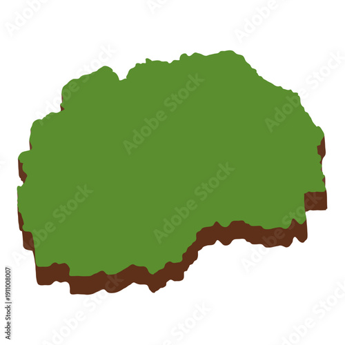3D Green Map of the North Macedonia with transparent image for travel book, poster, business,	