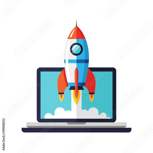 Rocket Launching from Laptop Screen.