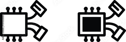 Microchip CPU Icons with Memory Cards
