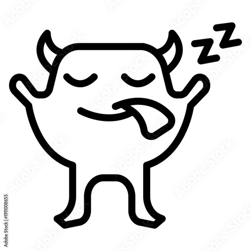 Sleepy Monster Vector Line Icon Design