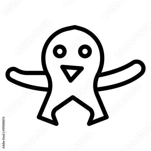 Scared Monster Vector Line Icon Design