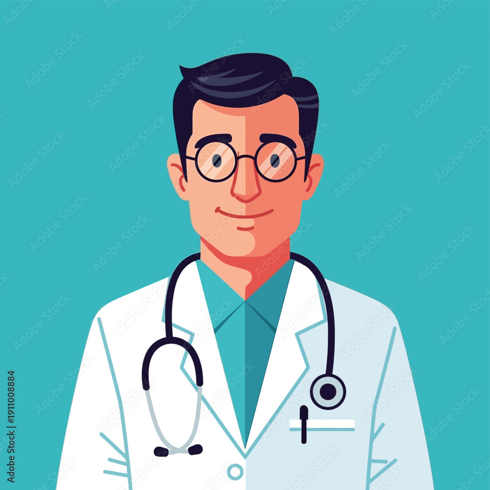 Fototapeta premium Smiling Doctor with Stethoscope Portrait.