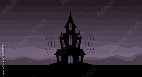 Haunted Mansion Silhouette Emanating Eerie Vibes Against Twilight Sky