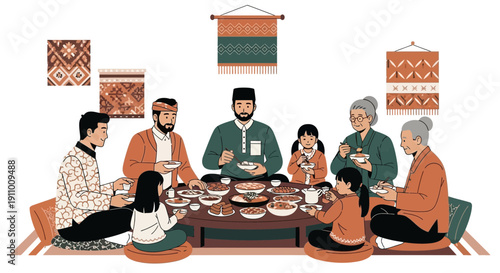 Intergenerational Family Enjoying Festive Meal Together Cultural Traditions