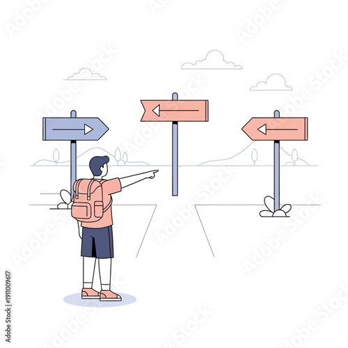 Journey of Choice With Multiple Directions Presented By Road Signs
