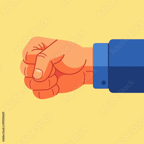 Clenched Fist Cartoon Hand Gesture.