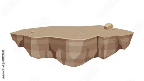 ヴィネット風の岩の島のイラスト素材_茶色