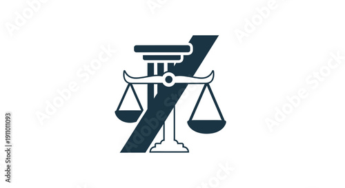 Justice System Depiction: Classic Scales Of Justice Symbol With A Bold Modern Graphic