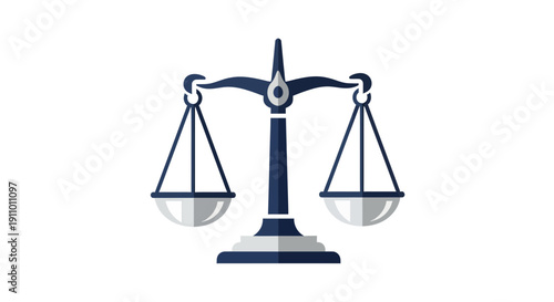 Justice System Depiction: A Modern, Sleek Illustration of Scales in Balance