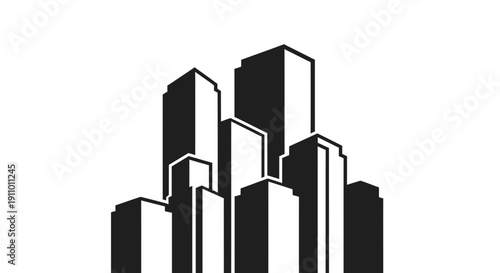 Minimalist Cityscape Architecture In A Bold Black And White Silhouette Design