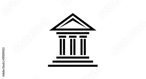 Minimalist Courthouse Icon In Black Vector On White Background For Design And Branding