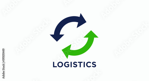 Logistics and Shipping Concept Logo with Arrows Cycle in White Background