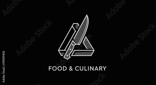 Minimalist Culinary Design Concept Art Featuring Knife Symbol And Food Branding
