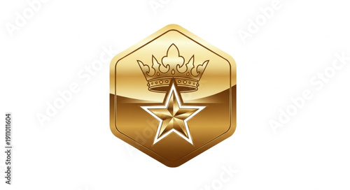 Gold Badge with Crown and Star.