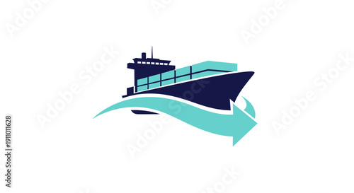 Maritime Commerce Logo Design With Shipping Vessel and Arrow for Transportation Firm