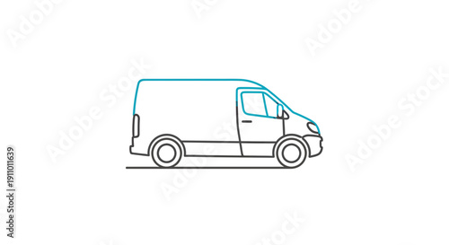 Minimalist Delivery Van Illustration With Modern Lines And Blue Gradient Detailing