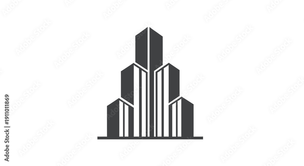 Fototapeta premium Minimalist Architecture Design: Modern Cityscape Illustration in Graphic Black and White