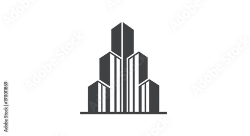 Minimalist Architecture Design: Modern Cityscape Illustration in Graphic Black and White
