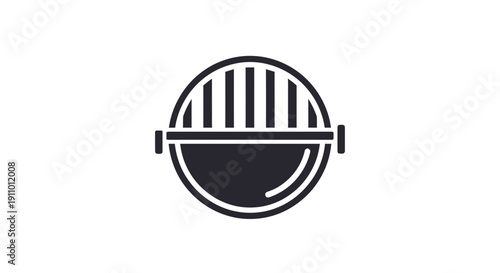 Minimalist Barbecue Grill Icon Symbol In Circular Shape Perfect For Summer Grilling or BBQ