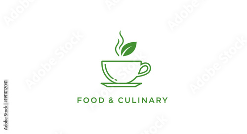 Minimalist Beverage Cup With Leaf Emphasizing Food and Culinary Elements Design