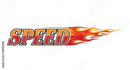 Flaming Speed Text Graphic Design.