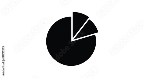 Simple black and white pie chart depicting unequal data distribution