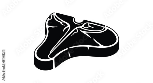 A stark black and white silhouette depicts a t bone steak showcasing its distinct shape and marbled texture high quality professional