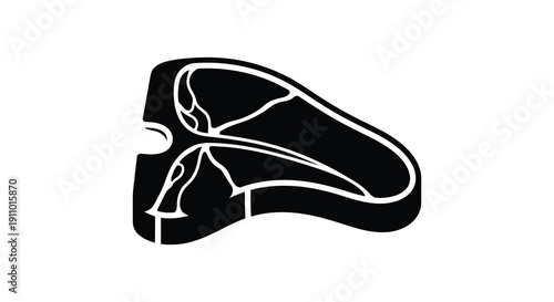 A stark black and white illustration depicts a ribeye steak showcasing its marbling and bone structure high quality professional detailed