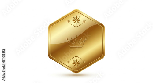 Gold Coin with Hexagonal Shape.