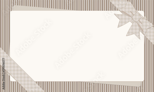 ナチュラルなベージュのストライプ柄メッセージカード　フレーム素材