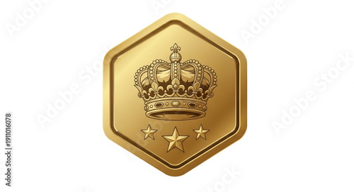Gold Badge with Crown Emblem.
