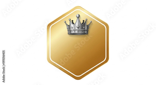 Gold Badge with Silver Crown Emblem.