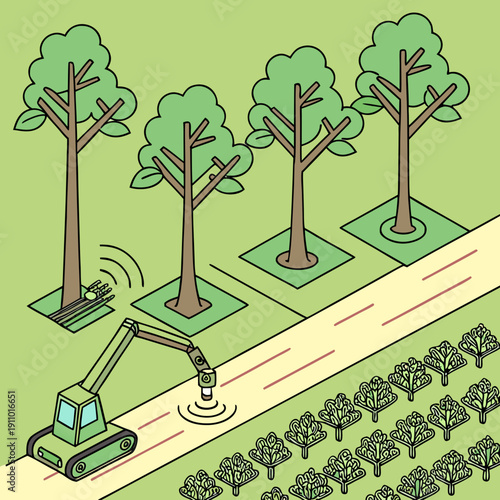 Vibrant Green Eco Robotics Automating a Tree Nursery for Sustainable Reforestation and Environmental Care
