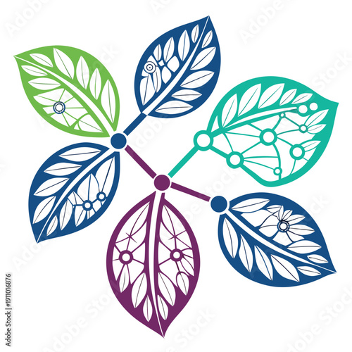 Environmental Blockchain Network Nodes Concept Illustrating Secure Green Technology for Global Solutions