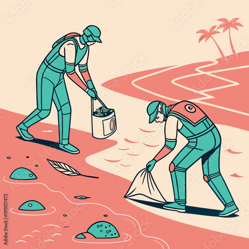 Modern Ocean Cleanup Robots Collecting Plastic Waste for Marine Conservation and Environmental Protection