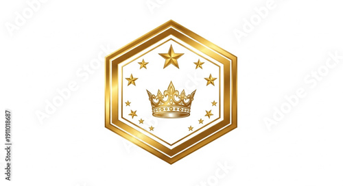 Gold Crown Logo Emblem Icon.