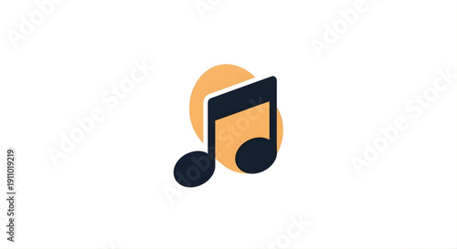 Musical note icon representing sound and melody in a simple, modern graphic design