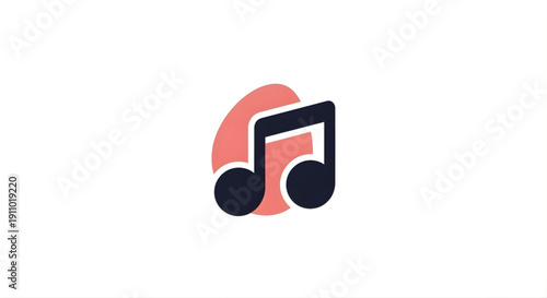 Abstract music note icon on a pale orange circular background, symbolizing audio and melody creation for various applications