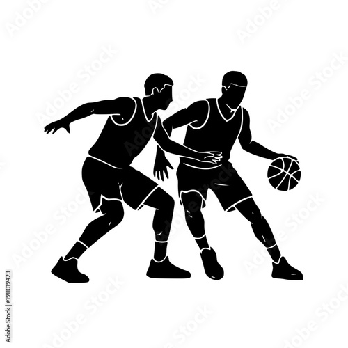 basketball players silhouette vector illustration isolated on white