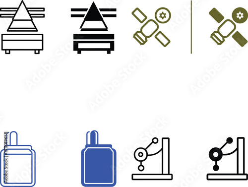 Industrial icons for manufacturing and production processes