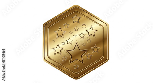 Gold Coin with Stars Design.