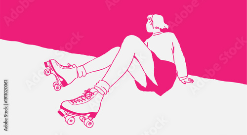 Hand drawn retro roller skate doodle in a vintage sketch style for 70s and 80s nostalgia concepts